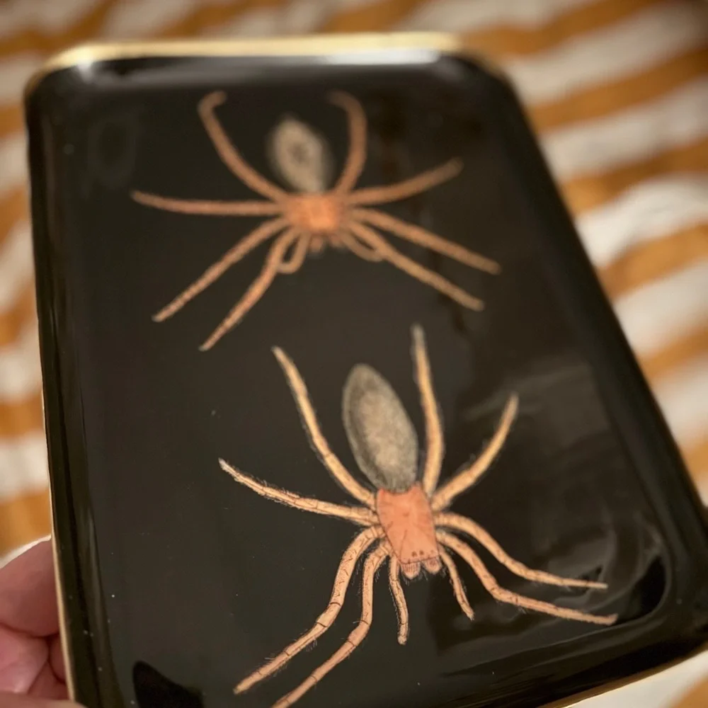 🔥Halloween Spider Tray - Black and Gold‎
